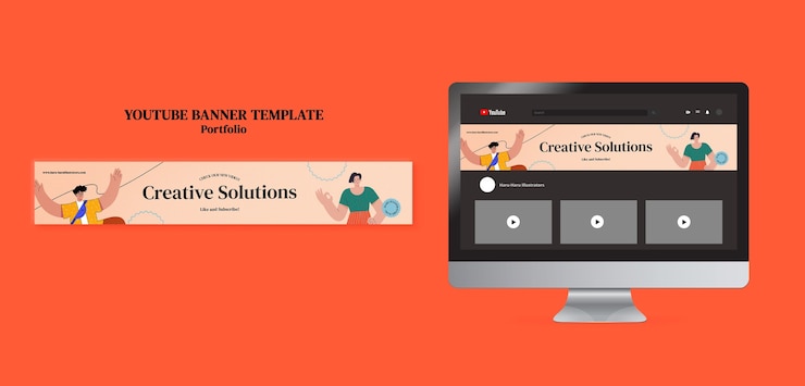 PSD gratuito modello di progettazione di banner per youtube portfolio