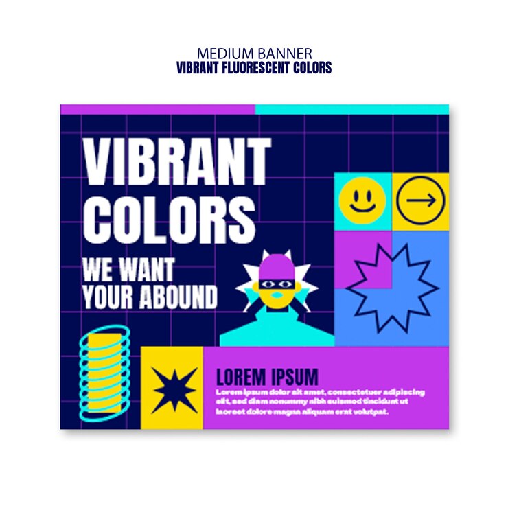 PSD gratuito modello di progettazione di colori fluorescenti vibranti