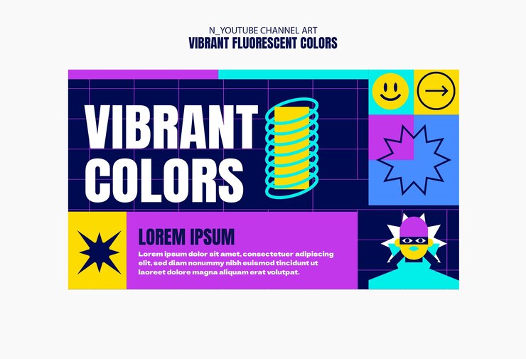 PSD gratuito modello di progettazione di colori fluorescenti vibranti