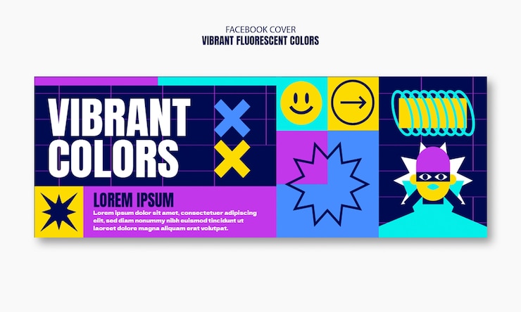 PSD gratuito modello di progettazione di colori fluorescenti vibranti