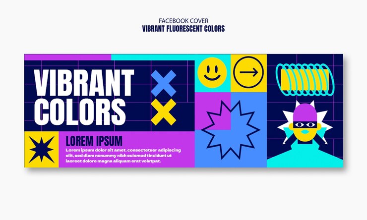 PSD gratuito modello di progettazione di colori fluorescenti vibranti