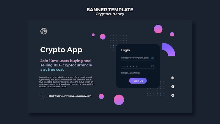 PSD gratuito modello di progettazione di criptovaluta di banner