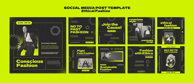 Modello di progettazione di post di instagram di moda etica