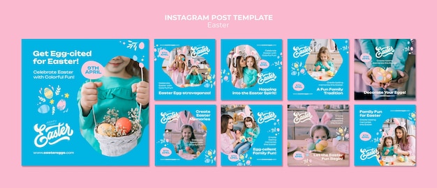 Modello di progettazione di post di instagram di Pasqua