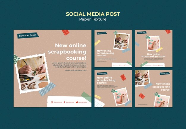 Modello di progettazione di post di instagram di struttura di carta
