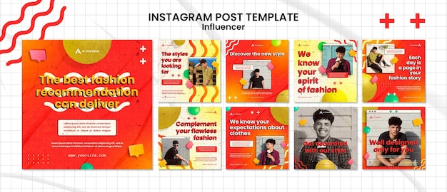 Modello di progettazione di post instagram influencer