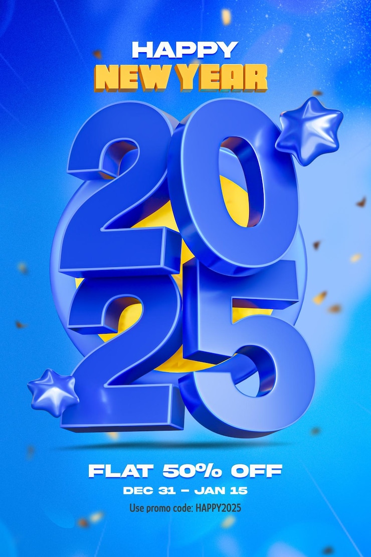PSD gratuito modello di progettazione di post per il buon anno 2025