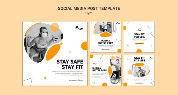 Modello di progettazione di post sui social media della palestra