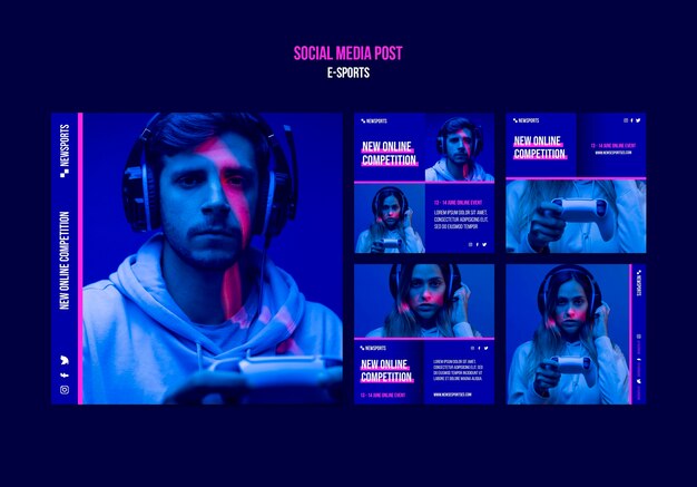 Modello di progettazione di post sui social media di e-sport