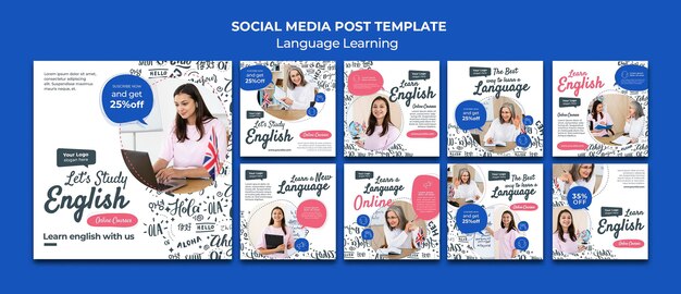 Modello di progettazione di post sui social media per l'apprendimento delle lingue