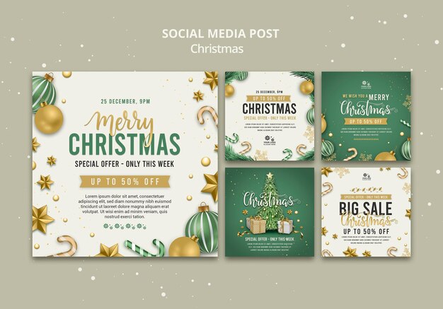 Modello di progettazione di post sui social media per la vendita di Natale