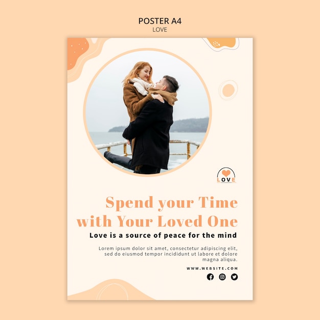 Modello di progettazione di poster d'amore minimalista