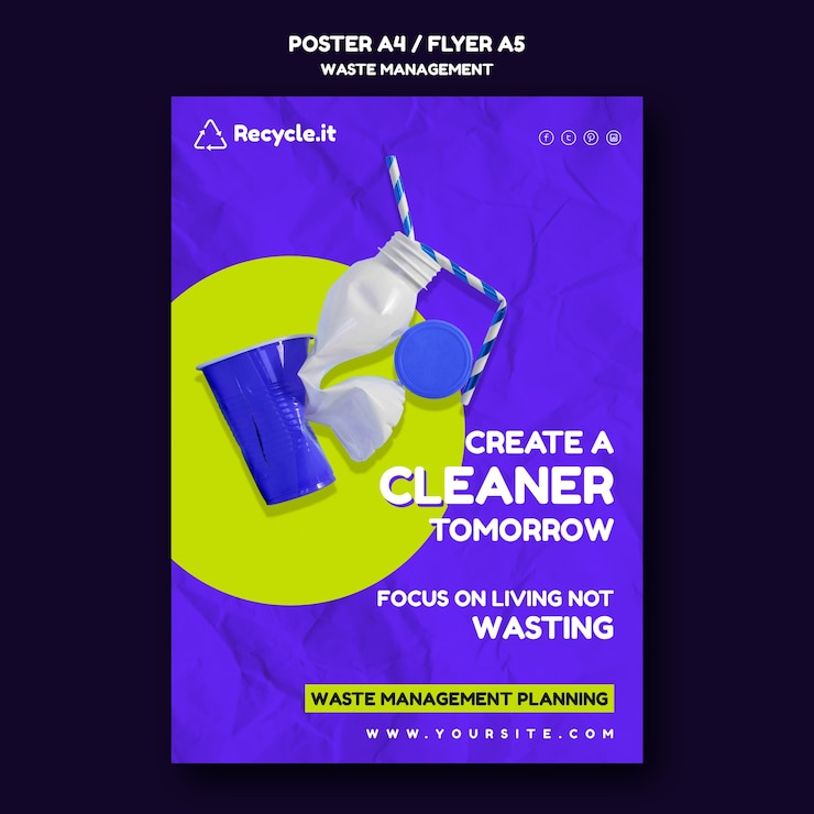 PSD gratuito modello di progettazione di poster o volantini per la gestione dei rifiuti