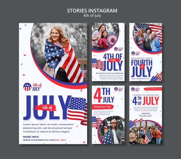 Modello di progettazione di storie di instagram del 4 luglio