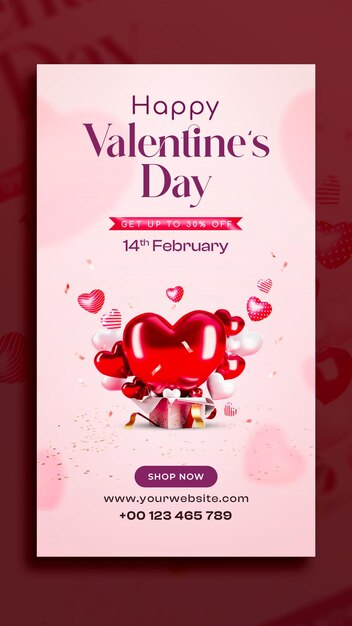 Modello di progettazione di storie di Instagram per il giorno di San Valentino