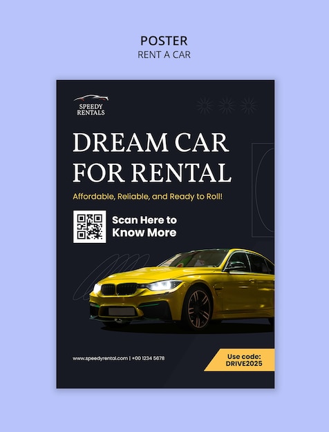Modello di progettazione di un poster di noleggio di auto