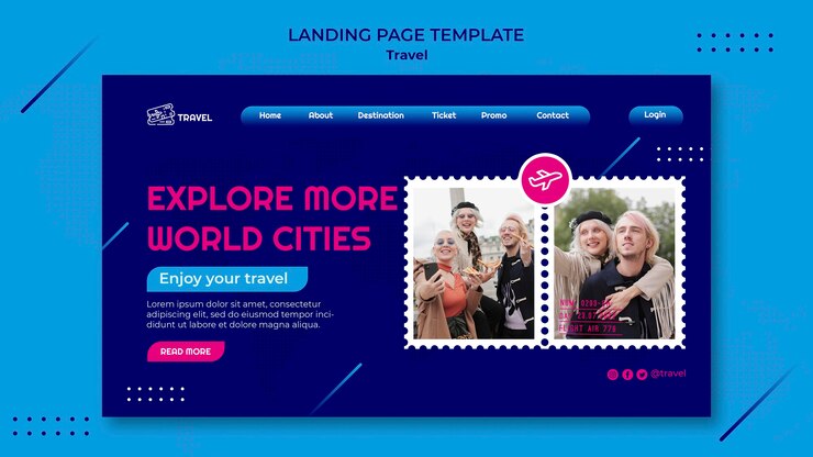 PSD gratuito modello di progettazione di viaggio della pagina di destinazione