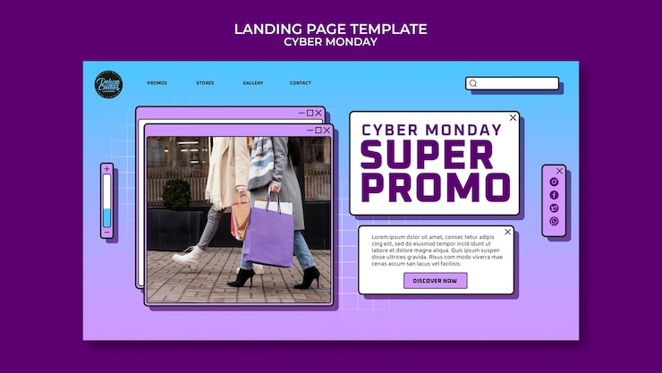 PSD gratuito modello di progettazione gradiente cyber monday