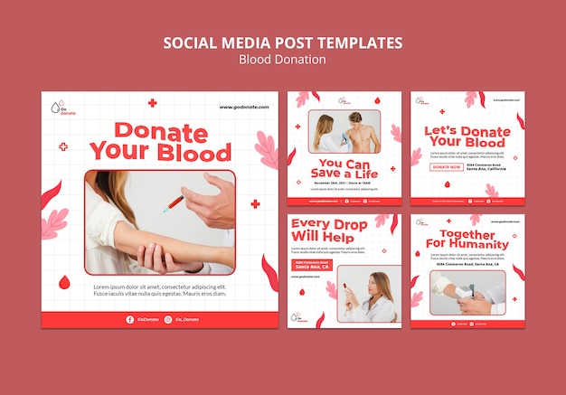 Modello di progettazione post instagram donazione di sangue