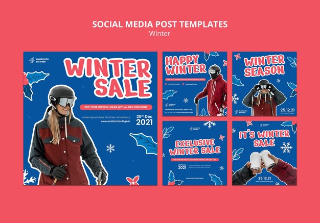 Modello di progettazione post sui social media per la vendita invernale