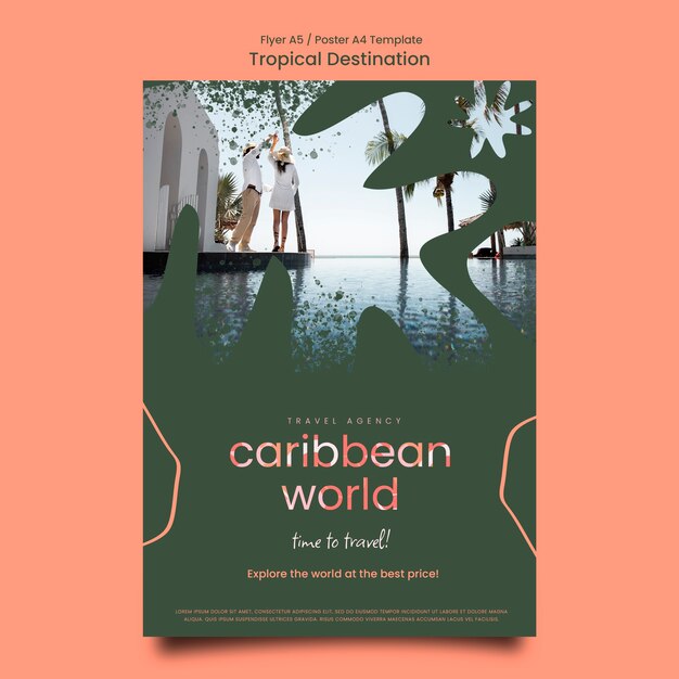 Modello di progettazione poster destinazione tropicale