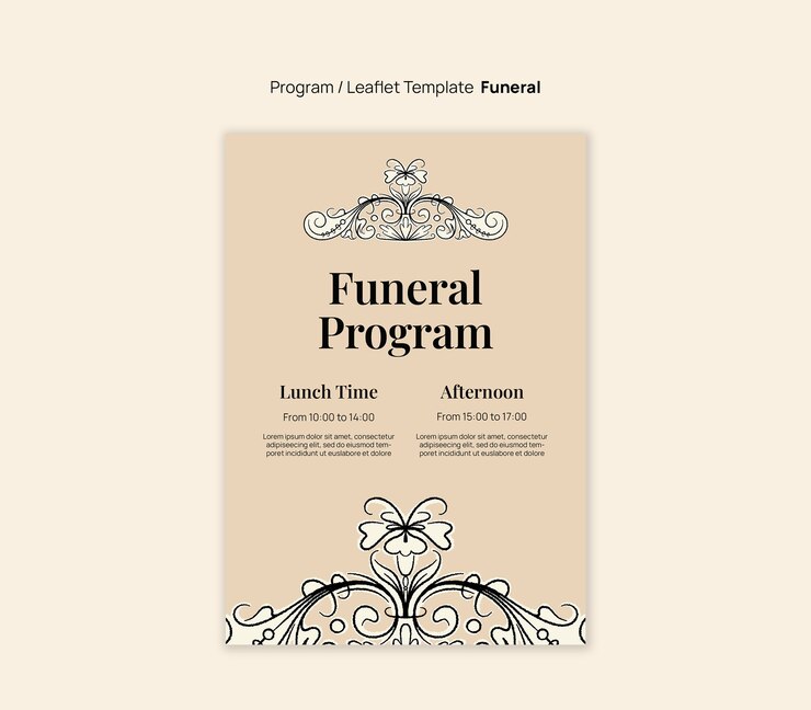 PSD gratuito modello di programma funebre