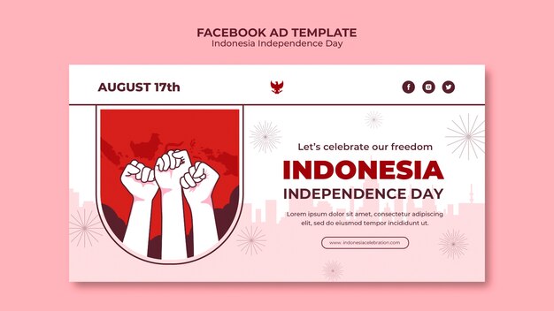 Modello di promozione sui social media del giorno dell'indipendenza dell'Indonesia