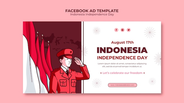 Modello di promozione sui social media del giorno dell'indipendenza dell'Indonesia