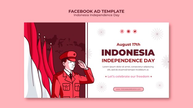 Modello di promozione sui social media del giorno dell'indipendenza dell'Indonesia