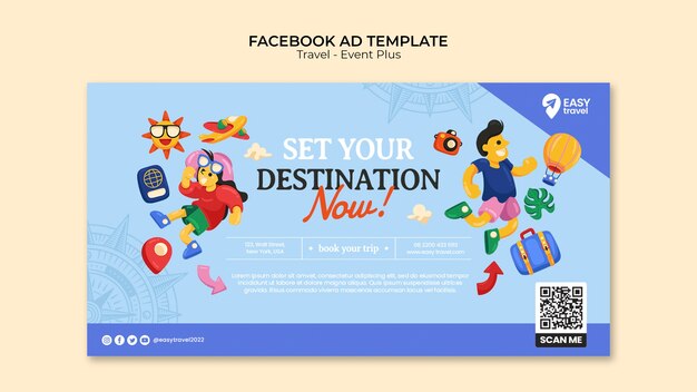 Modello di promozione sui social media di viaggio e avventura