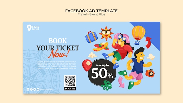 Modello di promozione sui social media di viaggio e avventura
