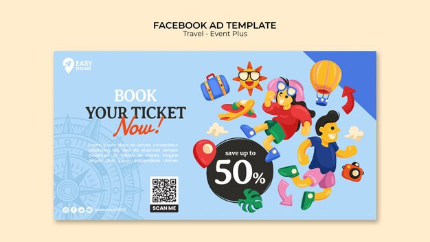 Modello di promozione sui social media di viaggio e avventura