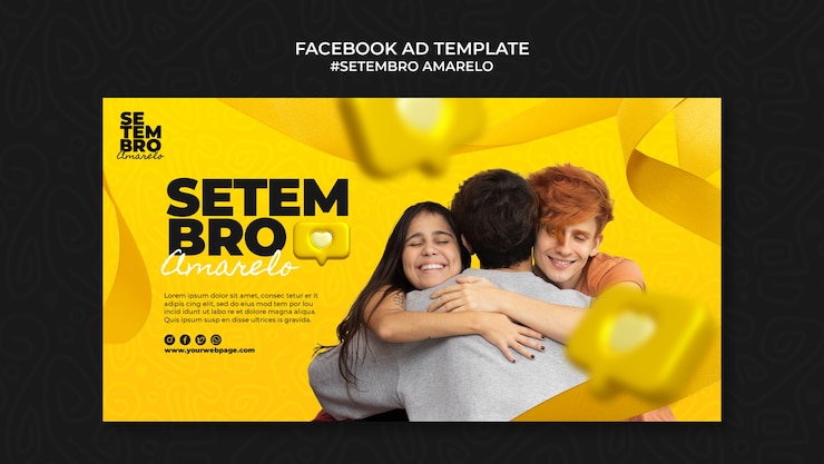 PSD gratuito modello di promozione sui social media per la campagna di sensibilizzazione sulla prevenzione del suicidio in brasile