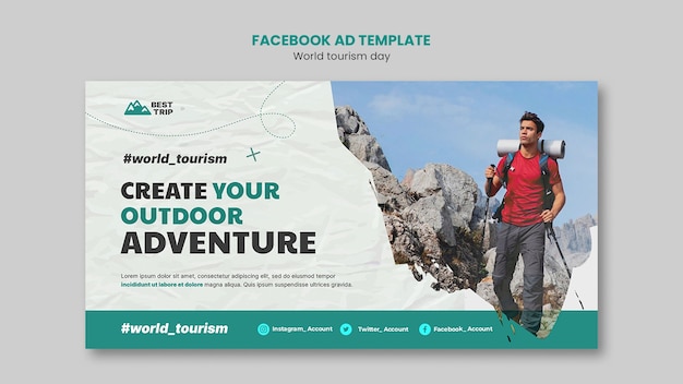 Modello di promozione sui social media per la giornata mondiale del turismo