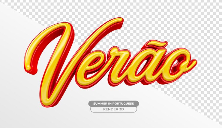 PSD gratuito modello di rendering 3d dell'etichetta estiva in brasile per la campagna di marketing in portoghese
