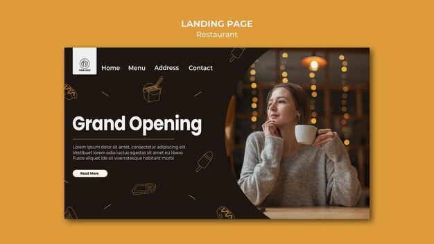 Modello di ristorante della pagina di destinazione