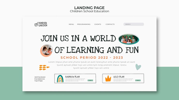 PSD gratuito modello di scuola per bambini design piatto