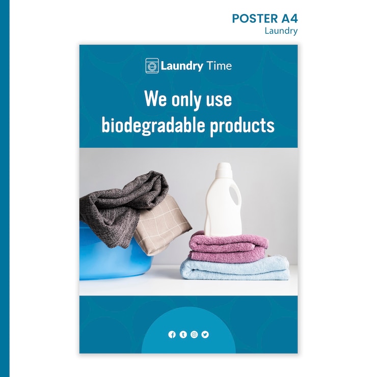PSD gratuito modello di servizio di lavanderia poster