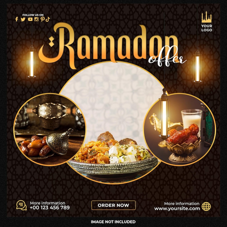 PSD gratuito modello di social media del menu ramadan iftar