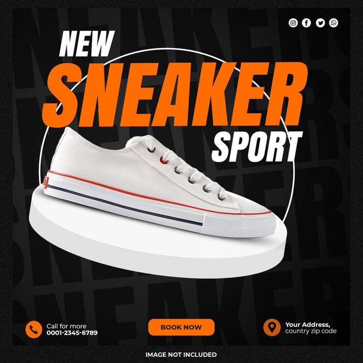 PSD gratuito modello di social media per scarpe