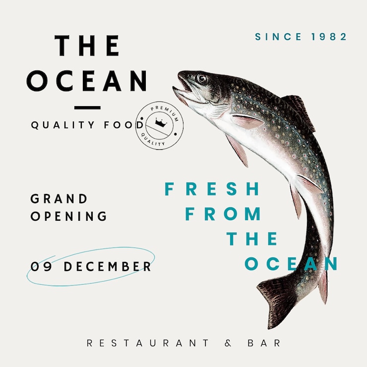 PSD gratuito modello di social media vintage psd per ristorante, remixato da opere d'arte di pubblico dominio