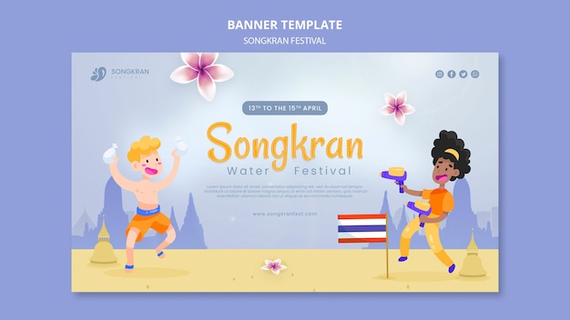 Modello di songkran dal design piatto