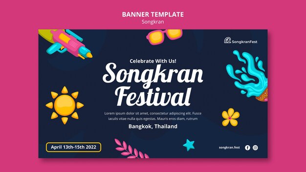 Modello di songkran dal design piatto