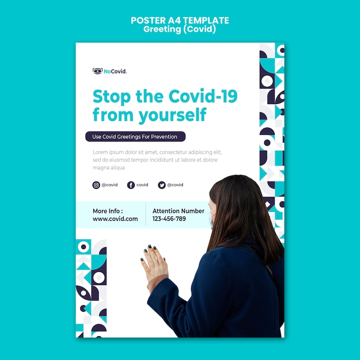 PSD gratuito modello di stampa dei saluti del coronavirus con foto