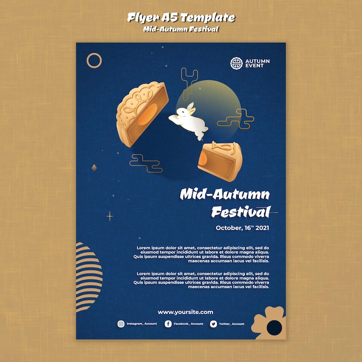 PSD gratuito modello di stampa del festival di metà autunno
