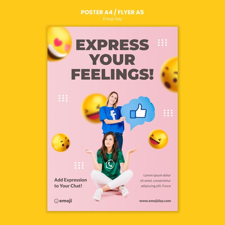 PSD gratuito modello di stampa del giorno emoji