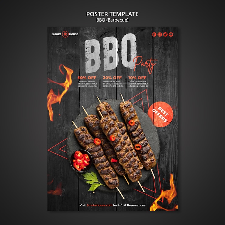 PSD gratuito modello di stampa della casa del barbecue