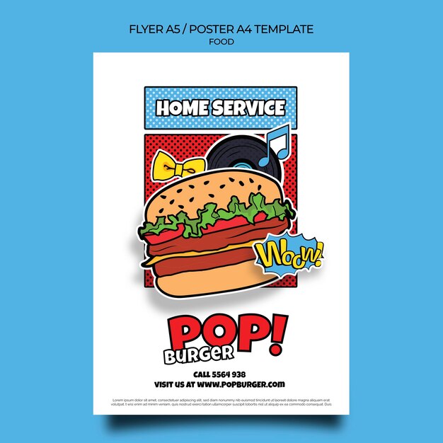 Modello di stampa di cibo pop art