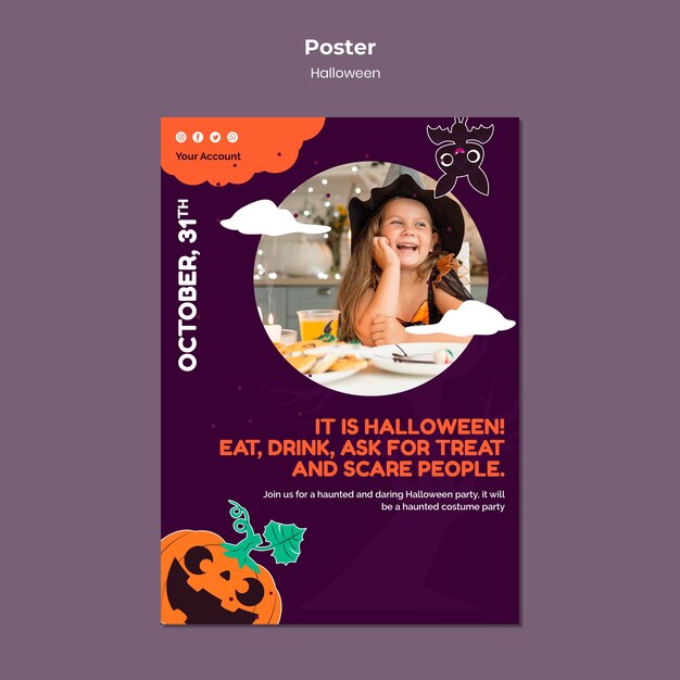 Modello di stampa di Halloween con foto