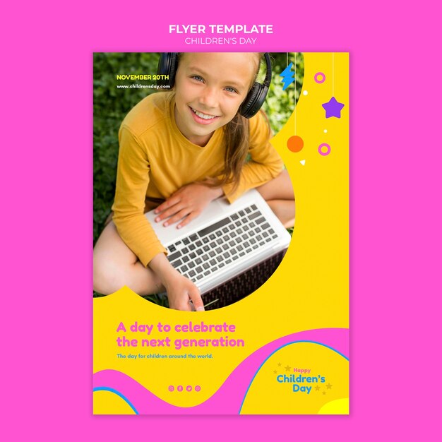 Modello di stampa divertente e colorato per la giornata dei bambini